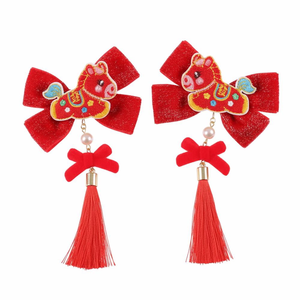 Cartoon Tassel Hairpin Horse New Year Hair Accessory Cute Traditional Chinese Hair Clip Daily