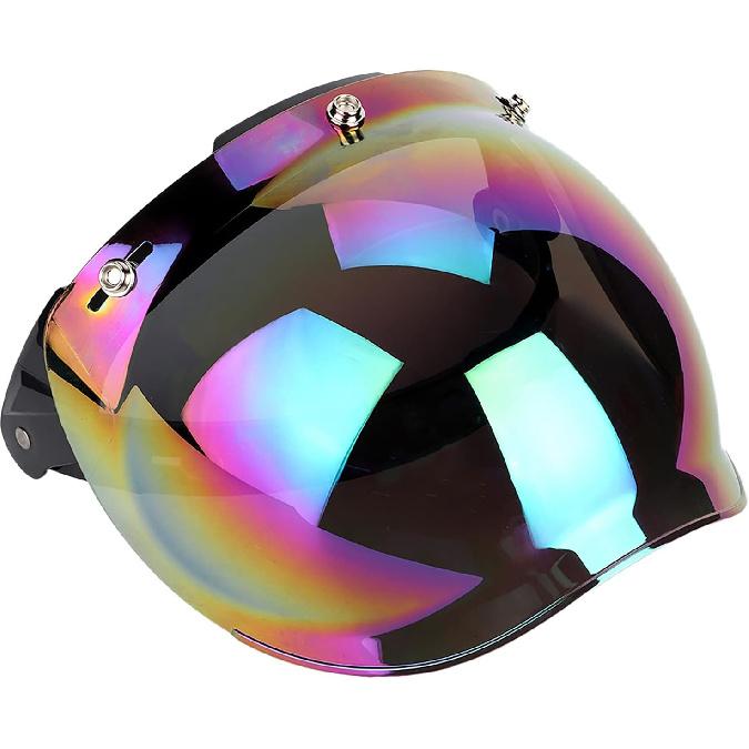3 Snap Bubble Motorcycle Helmet Visor Face,3 Snap Visor Flip Open Face Bell Bubble Antifog 3/4 Up Adapter Lens Helmets,Motorcycle Retro 3 snap Sun