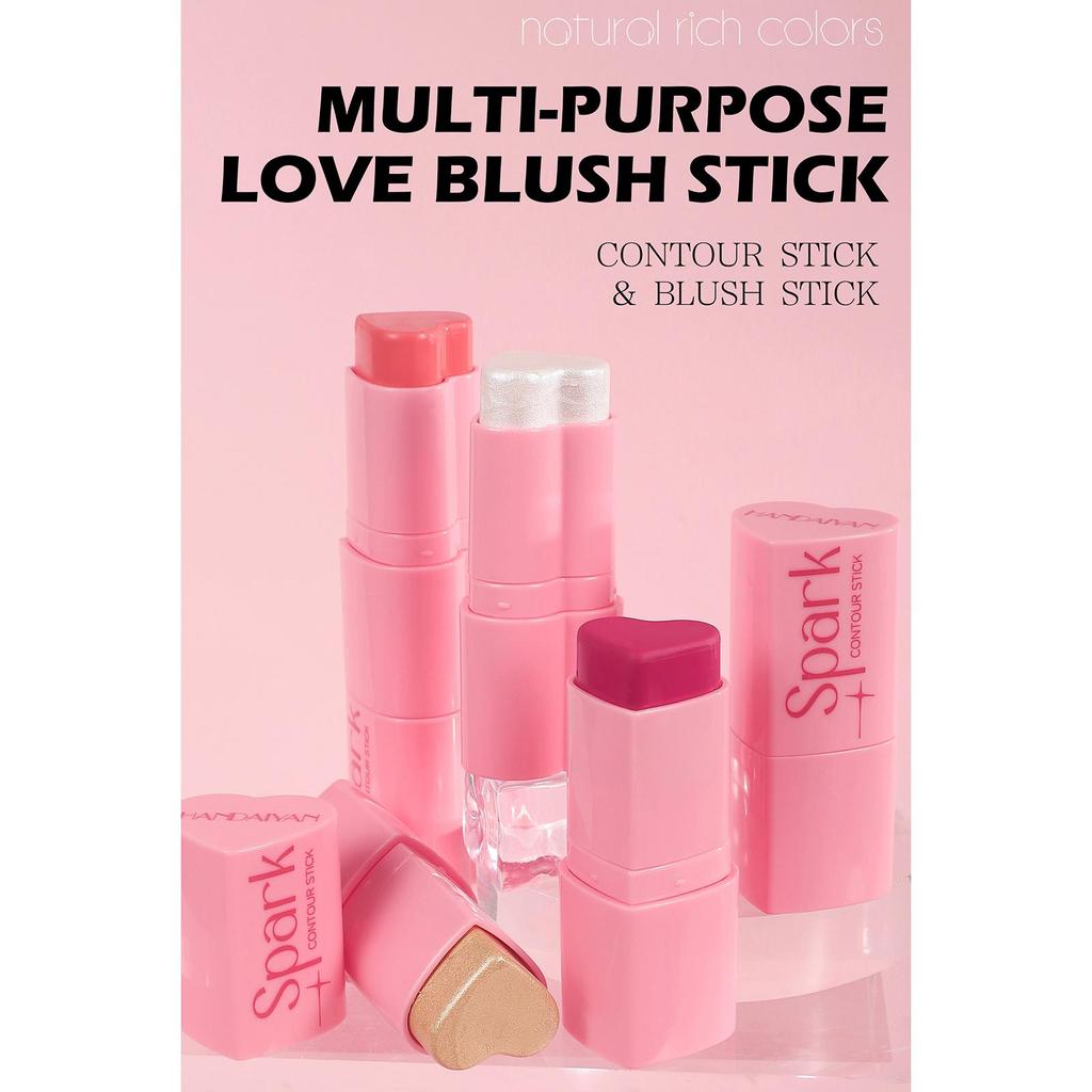 HANDAIYAN Matte Glitter Fard Guancia Ombretto Blush Evidenziatore Stick Rouge Bronzer Impermeabile Penna Contorno Trucco