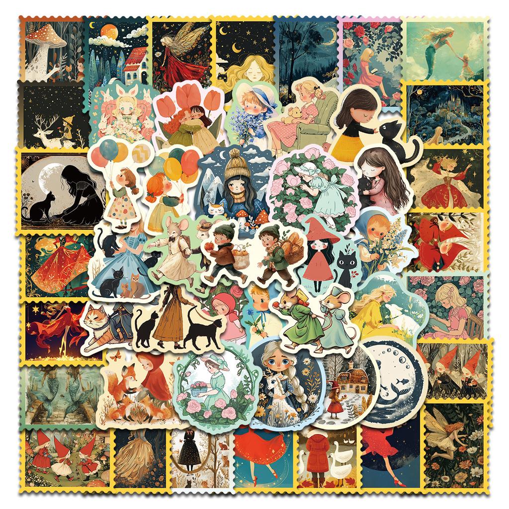 50 Fairy Tale Stickers Little Girl Children's Book Stickers DIY Suitcase Notebook Graffiti Stickers