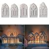 5pcs Candlesticks Silicone Molds Gothic House Candle Holder Castings Molds