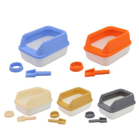 3Pcs Mini Cat Litter Box Set for 1:12/1:6 Doll Houses Handcrafted Food Bowl Tiny Scoop Miniature Scene Model Doll Home Decoration Toy