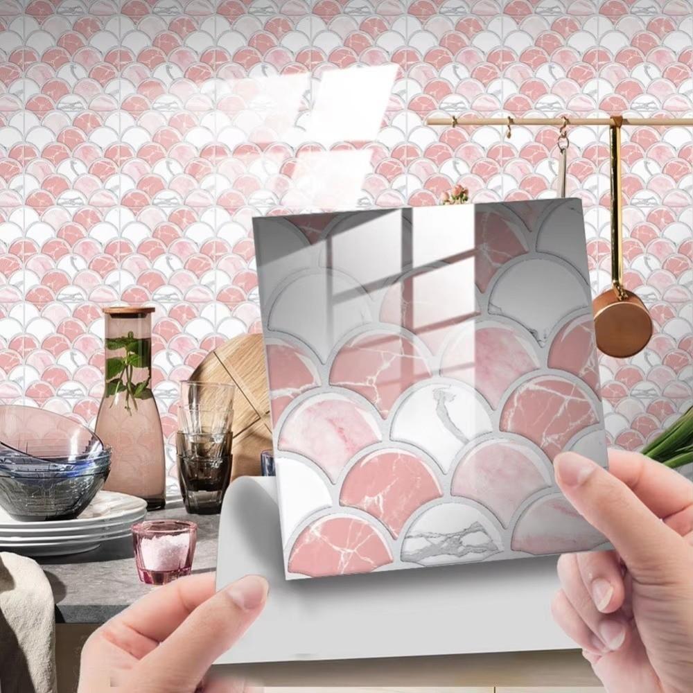 10PCS 15*15cm Tile Stickers Waterproof Marble Grain 3D Wall Sticker PVC Colorful Tile Wall Sticker