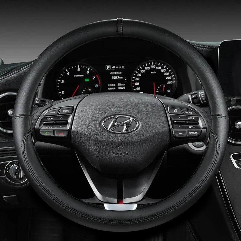 

Кожаный чехол на руль автомобиля из микрофибры для Hyundai Veloster II I30 III 2018-2022 Elantra (США) - 2023 Автоаксессуары