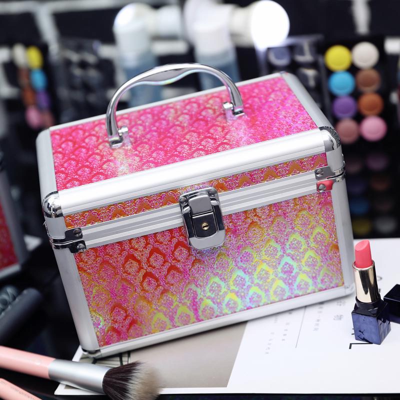 Compact Aluminum Makeup Case: Double Layer, Lockable, High Capacity Portable Storage Box