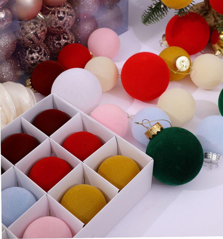 Colorful 6cm Cross-Border Christmas Ornament Balls – Flocked Hanging Decorations
