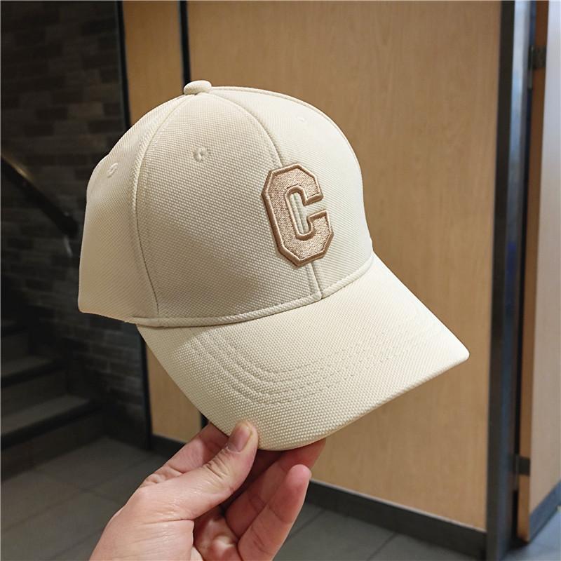 24 New Hard Top Three-dimensional Korean Embroidery Big C Letter High-end Baseball Hat Big Head Deep Top Cap