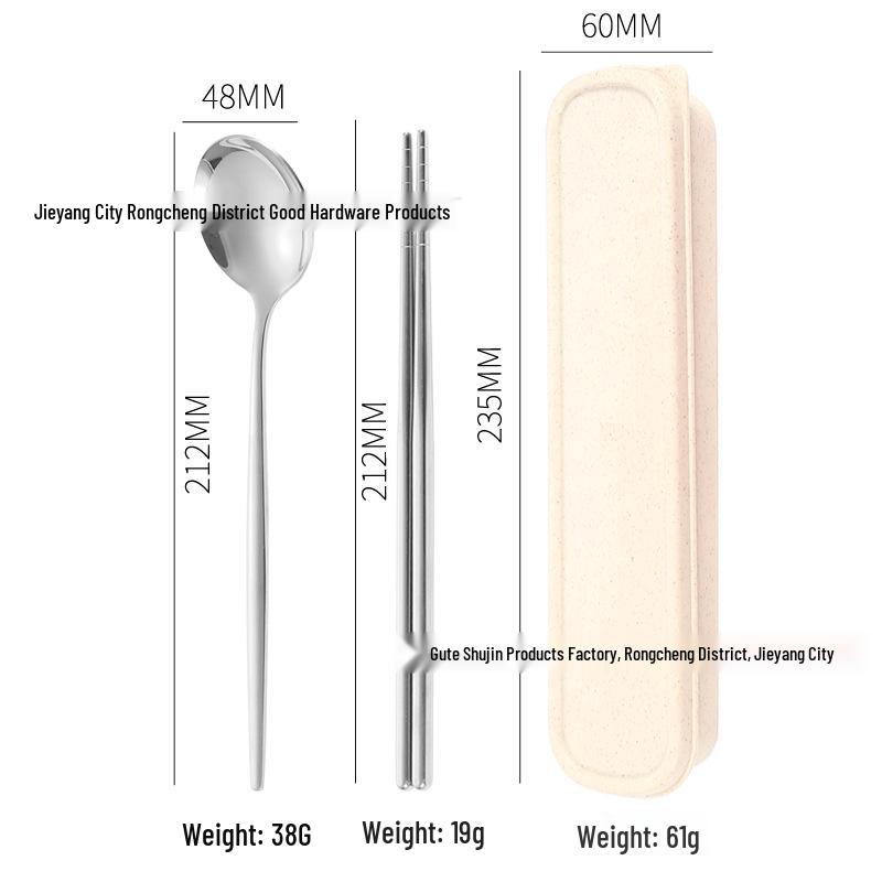 European Style Stainless Steel Cutlery Set: Spoon, Fork & Chopsticks in Gift Box