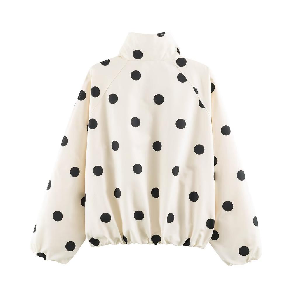 2026 summer new European and American cross-border women's clothing street fashion polka dot bomber jacket w025 12535