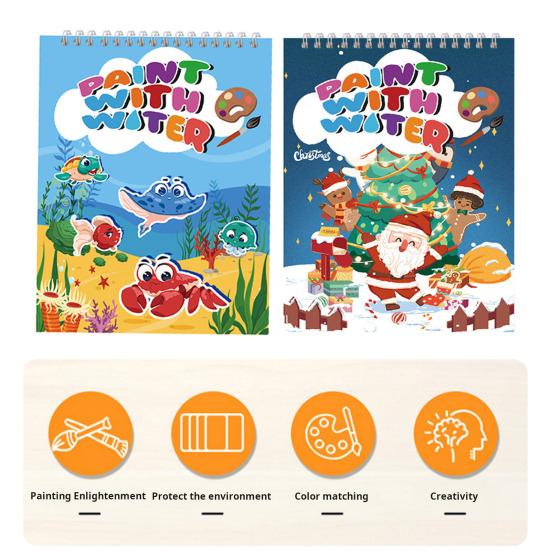 

Yousheng Mini Watercolor Paint Pad Set Homeschooling Watercolor Paint Book Coloring Adults Kids Portable Drawing Board Kit Art Supplies Xmas Santa Claus