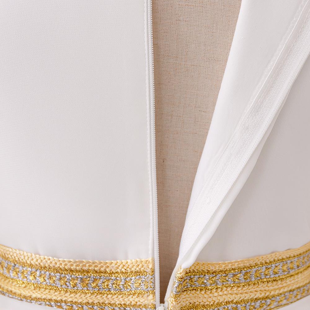 Middle Eastern Muslim Women's V-Neck Lantern Sleeve White Maxi Dress