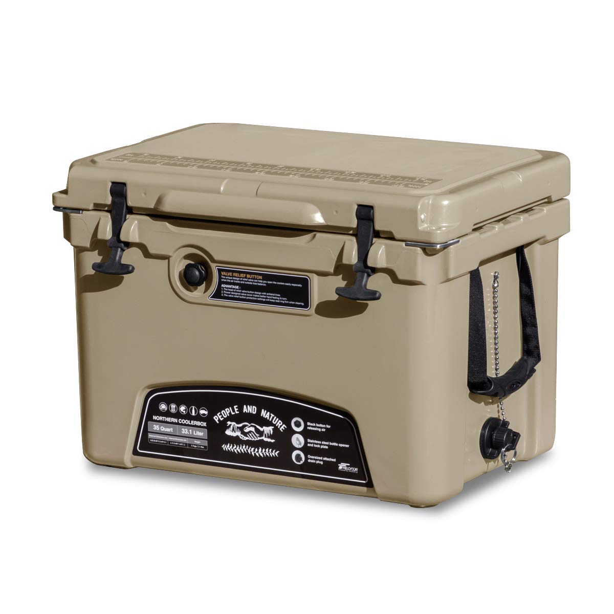 

FIELDOOR Northern Cooler Box Герметичный, долговременный, холодный, для кемпинга, барбекю, рыбалки, отдыха, катастрофы [Емкость 33,1 л/песок]