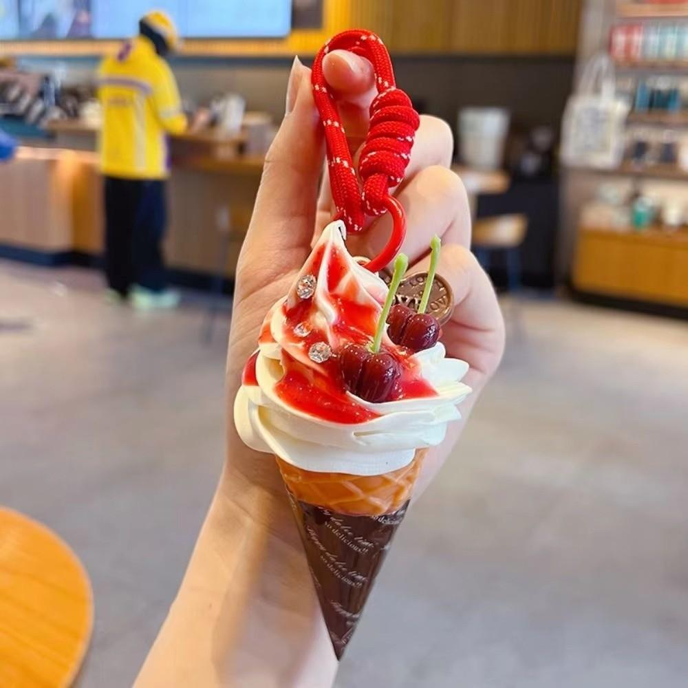 Cute Cartoon Ice Cream Keychain Food Shaped Backpack Pendant New Dessert Keychain Key Accessories