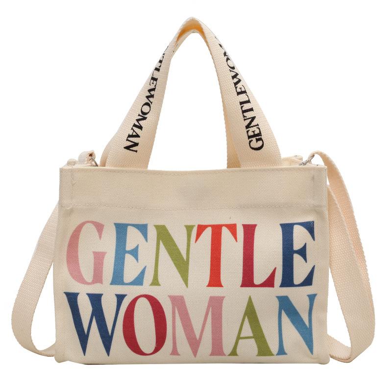 Mode Buchstaben Canvas kleine Tasche Damen neue lässige Umhängetasche Handy-Tasche Ausgehen Tragetasche Mode