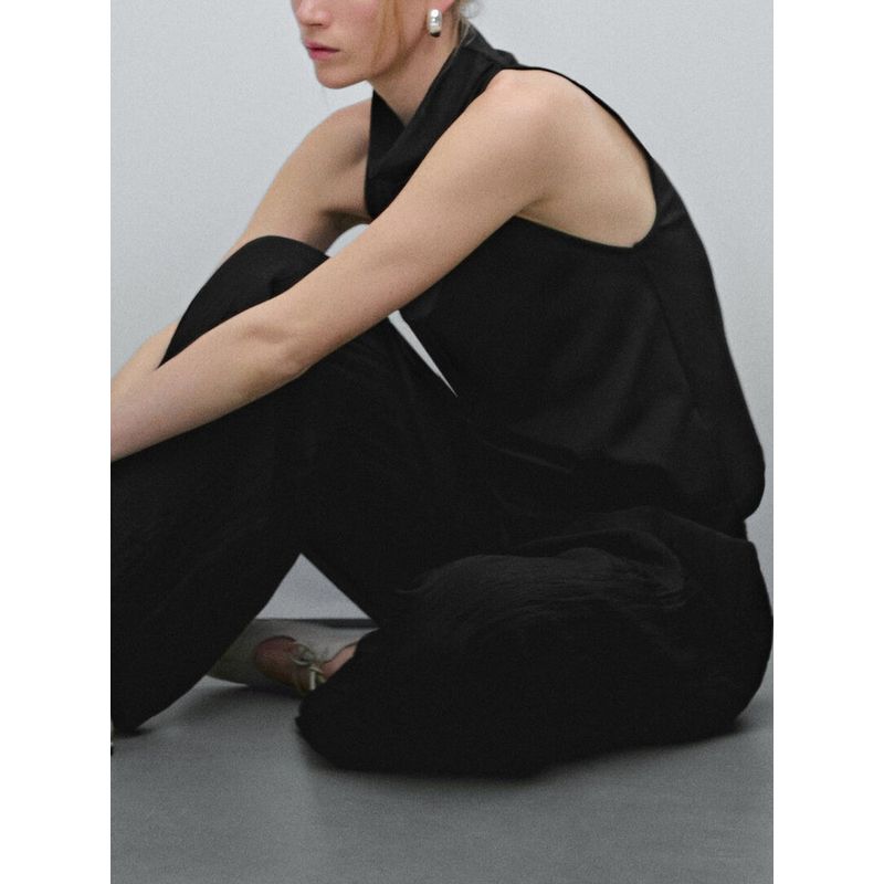 Za2025 Summer New Women Clothes Elegant Commuter Draped Collar Sleeveless Shirts Top 06892110 800