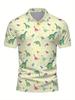 Men'S Short-Sleeve Polo Shirt with Flat Digital Print Pattern - No Texture