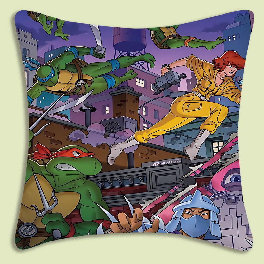 NNinja Turtles Pillow Covers Cartoon Sofa Decorative Home Doublesided Printing Short Plush Cute Cushion Cover