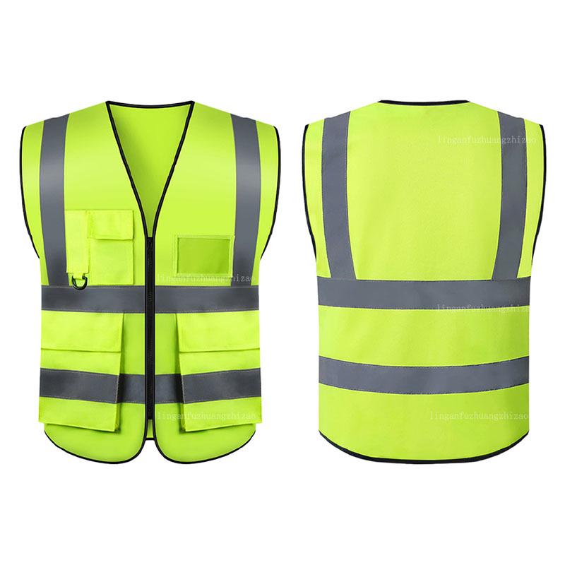 Multi-Pocket Reflective Vest for Sanitation & Construction with Printing