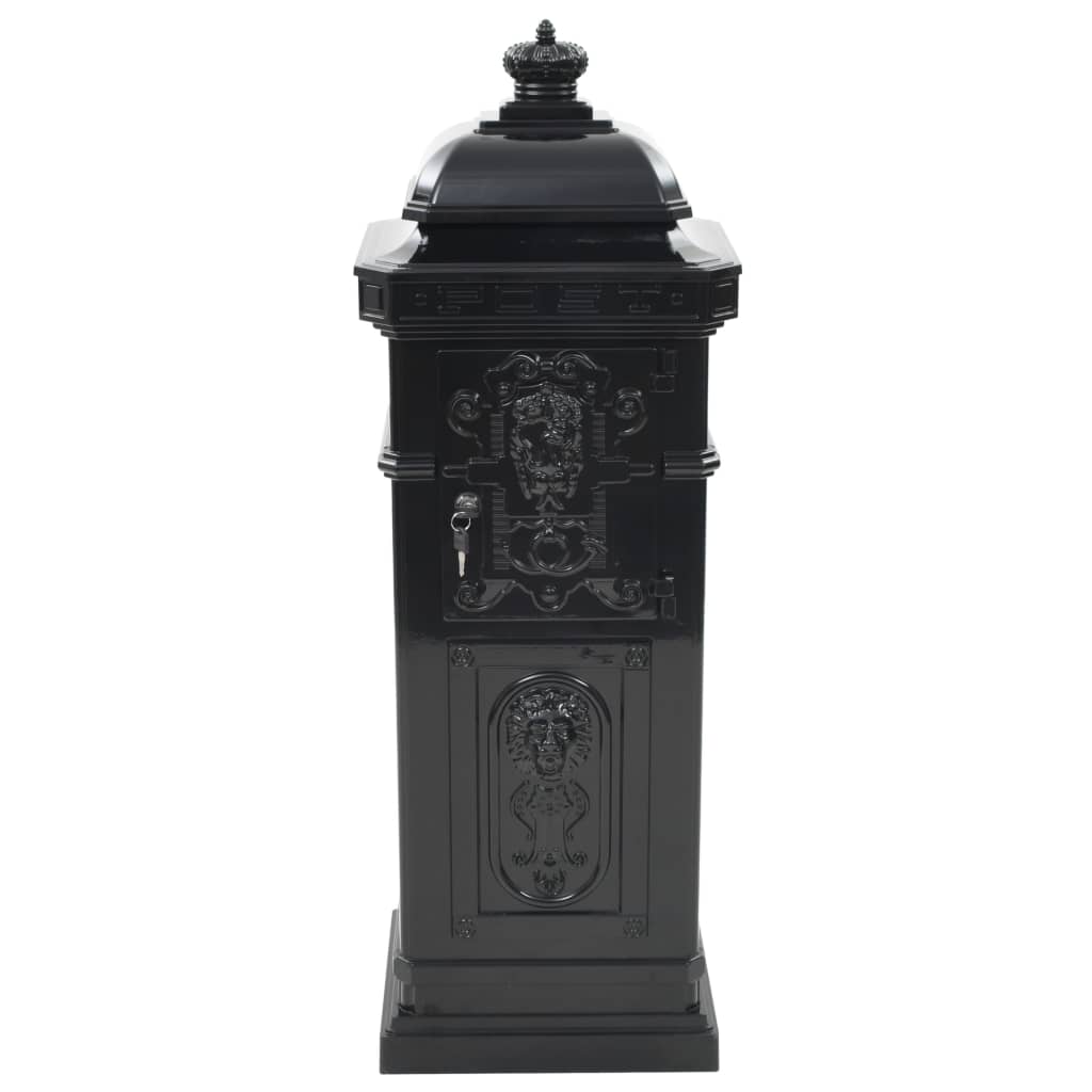 Aluminum Column Mailbox Vintage Style Rust Resistant Black