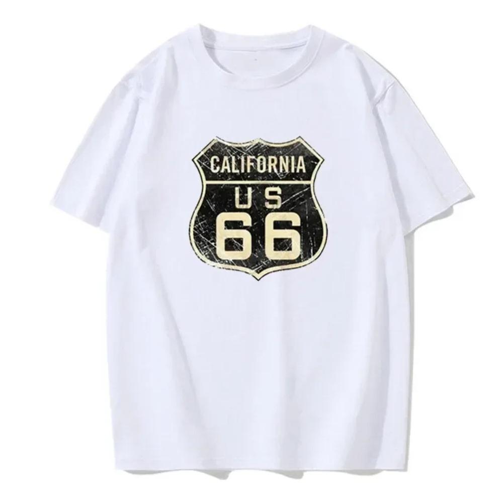 New Summer Men's American Retro T-shirt Hip-hop Fashion Casual Personality 66 Design Short-sleeved Daily Clothing