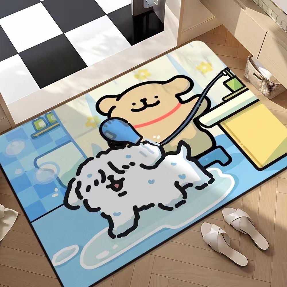 

Cute Puppy Mat Cute Cartoon Bathroom Absorbent Diatom Mud Carpet Quick Drying Soft Toilet Door Non-slip Mat 30*50