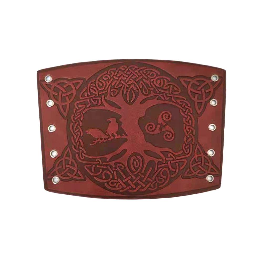 Punk Wide Leather Bracelet Arm Armor Cuff Wrist Guard Crow and Sheep Head Pattern Wide Bracer