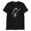 Guitar Cat Hero Jamming Electric T Shirt Vintage Versatile Stylish Unisex Graphic Soft Top For Everyday Wear Comfortable