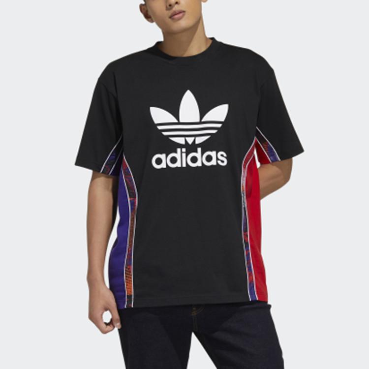 Adidas Originals Trefoil CNY Tape Tee Logo Patchwork Crew Neck T-Shirt Men Tops Black GN5446