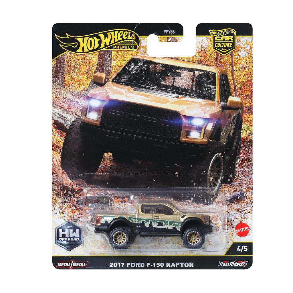 Hot Wheels Car Culture 2017 Ford F150 Raptor Vehicle for Ages 3 and Up Off-Road Toy, Gold, JBK70,