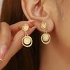 Korean Geometric Cat's Eye Dangle Earrings - Versatile Luxury Statement for Women