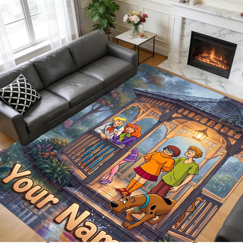 Crystal Velvet Rug Custom Name Text, Soft Non Slip Floor Mat Home DecorScooby-Doo