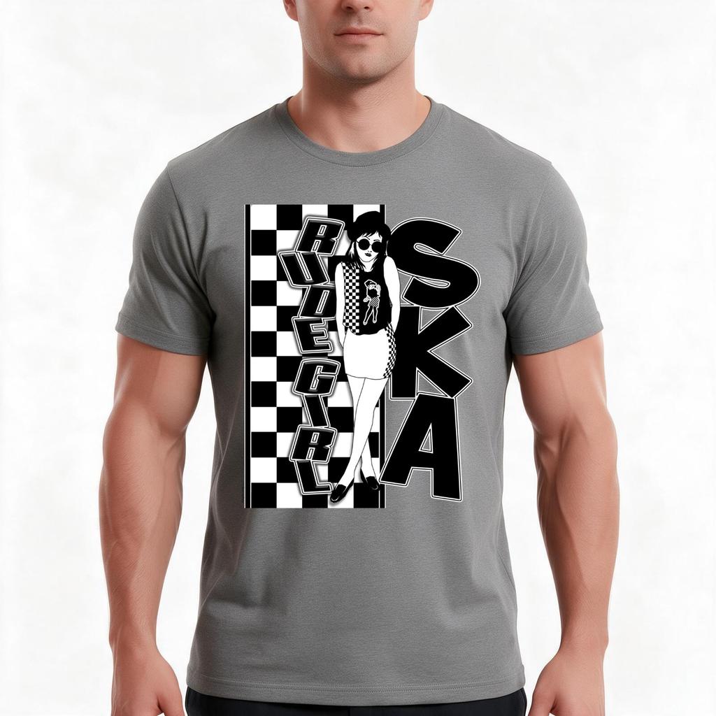 Rude Girl Ska T-Shirt Sommer Lässig Baumwolle T-Shirt Oversize Streetwear Oberteile Vintage Grafikdruck Lockerer Schnitt Kurze Ärmel