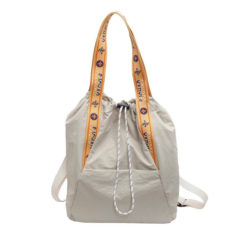 New Casual Nylon Drawstring Backpack Campus Versatile Sports Satchel Large Capacity Shoulder Tote Bag