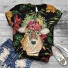 Women's T-shirt Short Sleeve Summer Everyday Animation Horse Digital 3D Print Sexy Diagonal Collar Top Loose Female Pullover