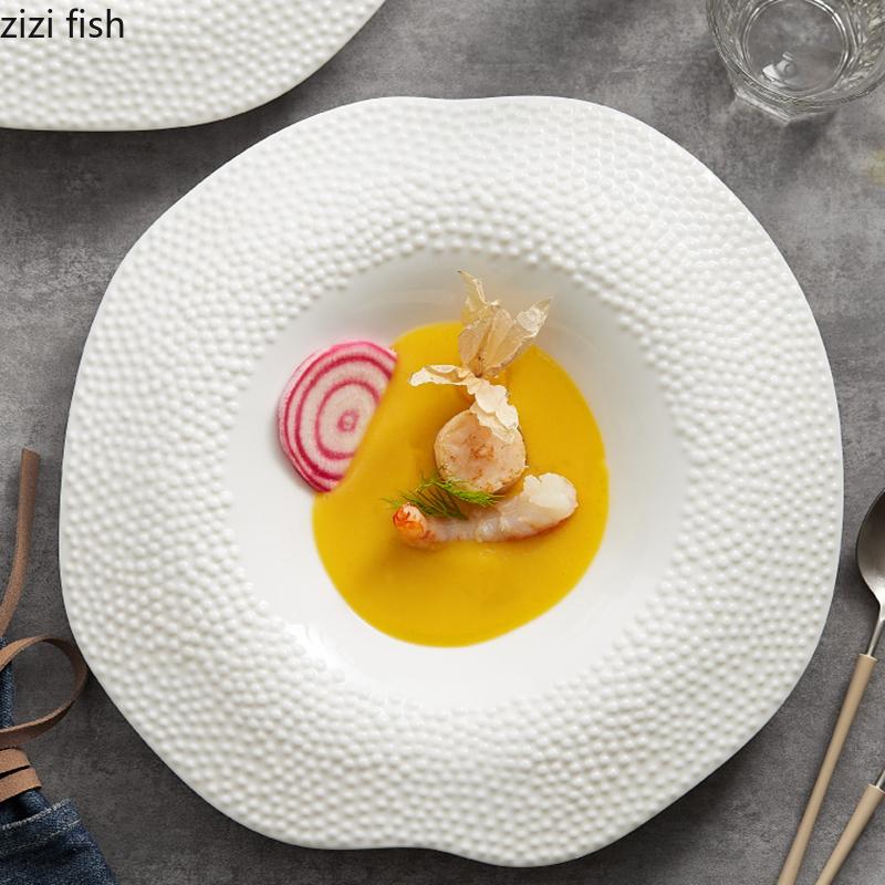 Creative Ceramic Dinner Dish Steak Plate Home Furnishing Irregular Shape Tableware Dessert Trays Creative Tableware Pasta Plates