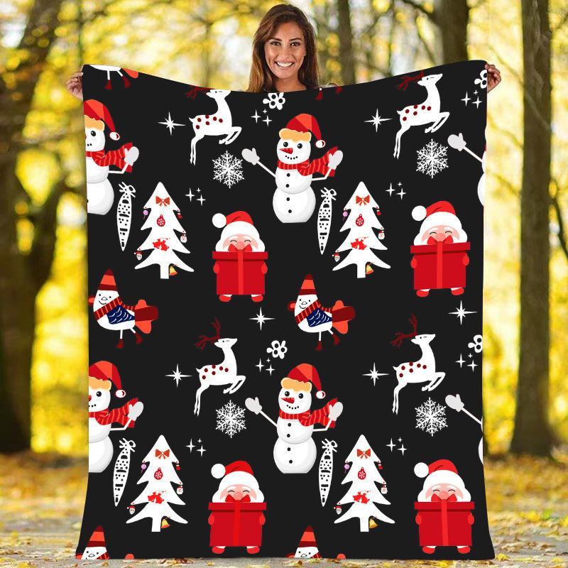 Santa Claus gives out gifts digital-printed polyester Bedroom velvet flannel cover blanket Fleece soft cover blankets for beds