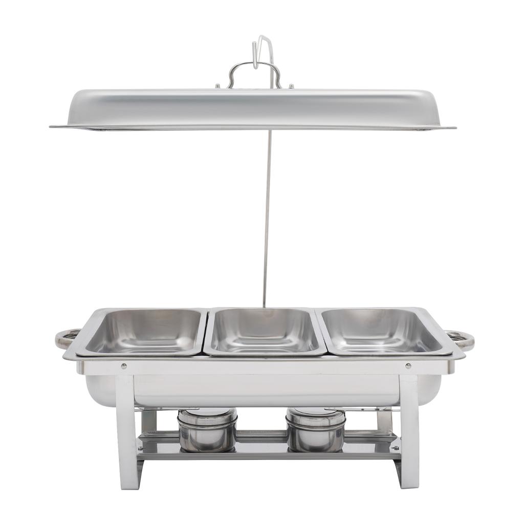 Professional Rectangular Food Warmer 3x3L Buffet Server with Fuel Holders for Catering Party Wedding Picnic