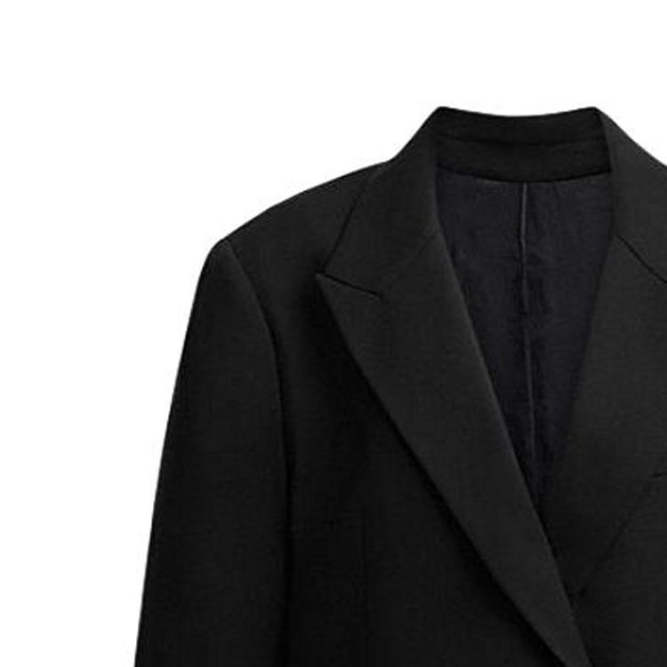 Coach Solid Color Double Breasted Casual Long Sleeve Blazer Women blazer Black CN472-BLK