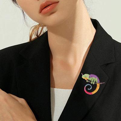 Brosche Vielseitig Eidechse Gecko Anstecker Funkelnde Strasssteine Eingelegt Glänzend Farbecht Finish Abzeichen Pullover Schals Handtaschen Hüte Accessoires