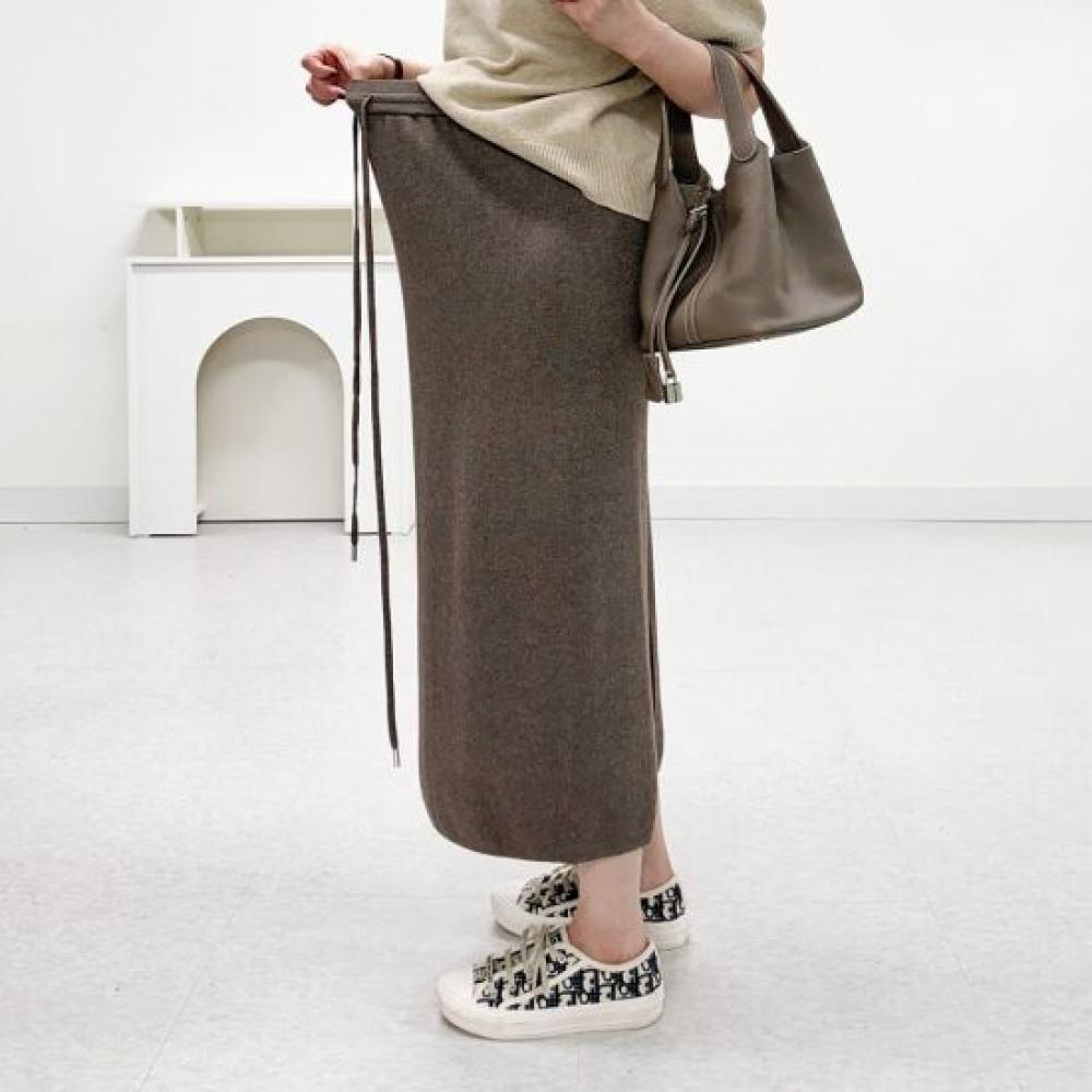 Mizqz Basic H Line Knit Long Skirt