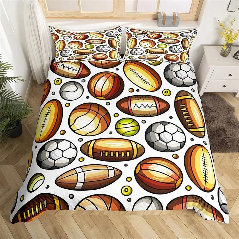 Football Duvet Cover Set Hand Drawn Sketch Soccer Sports Bedding Set for Boys Teens Men Twin Comforter Cover
