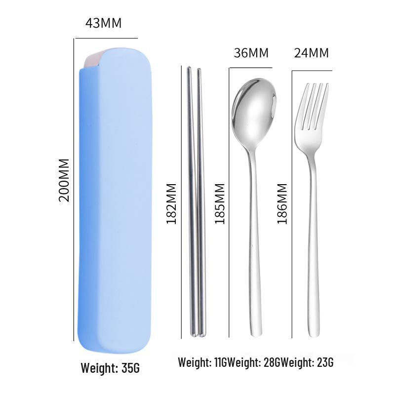 Spersonalizowany Zestaw Sztućców Ze Stali Nierdzewnej na Zewnątrz: Łyżka, Widelec i Pałeczki w Przenośnym Pudełku Prezentowym.