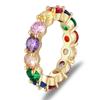 Nidin Top Quality Colorful Rainbow CZ Ring For Women Girls Fashion Engagement Wedding Band Charm Party Jewelry 10 Styles Choice