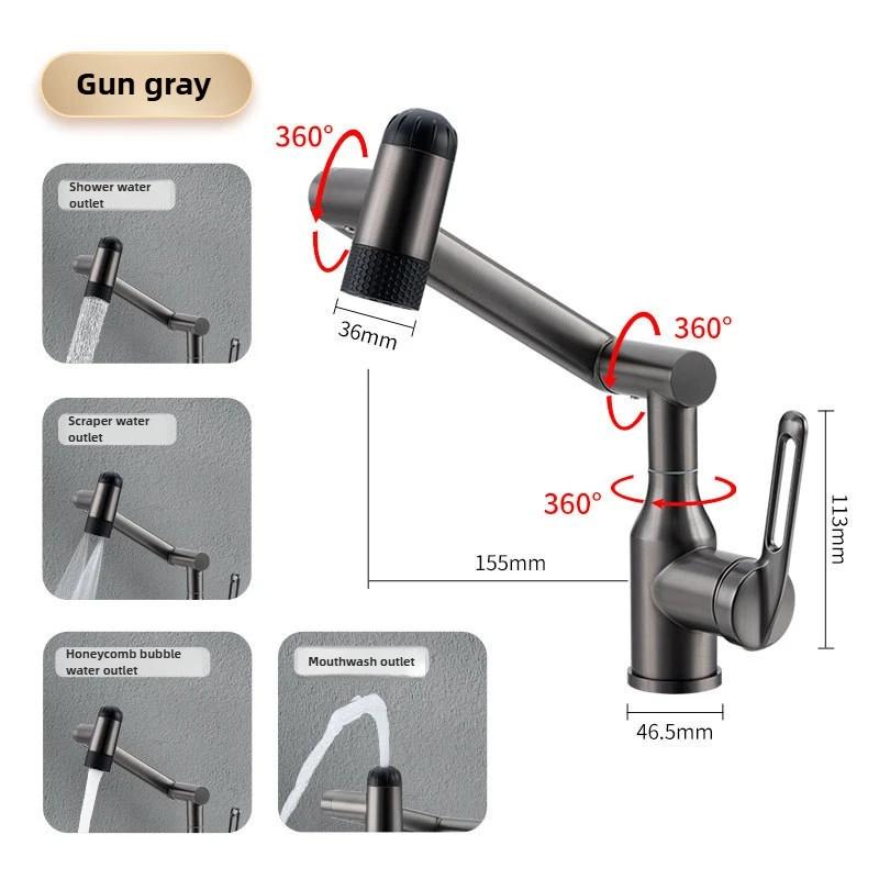Bathroom Faucet with Lucky Cat Design, Universal Mechanical Arm Basin Faucet for Washing Hands and Face Basin Faucets