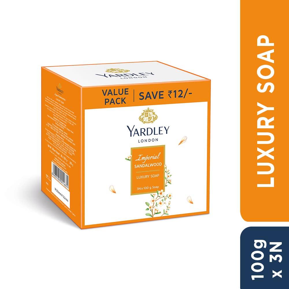 Yardley London Sandalwood Luxury Soap 100g X 3N | Long Lasting Fragrance | Gentle Bath Bar For Soft Skin & Daily Refreshing Cleanse