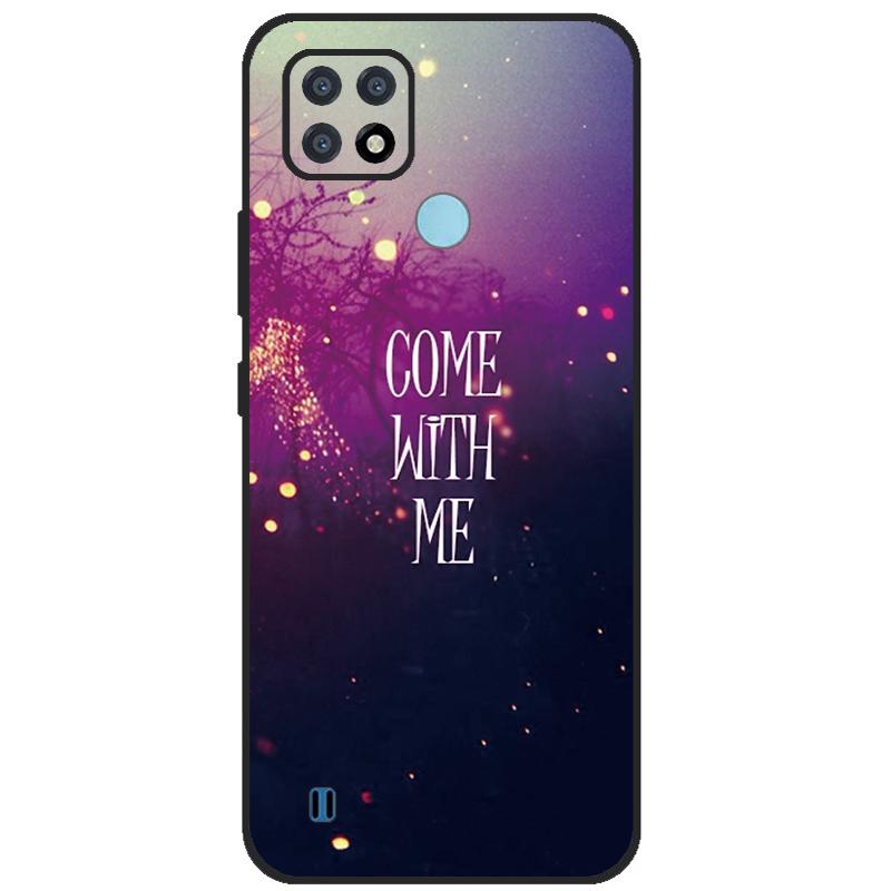 Para OPPO Realme C21Y Capa Série COOL Preto Capa de Silicone Macia para Cases de Telefone Realme C21 C25 C25s Protetora Realmi C 21 Y Capa