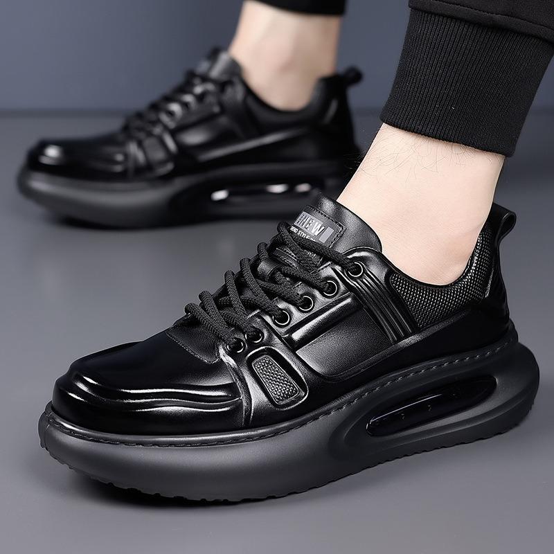 Men's Trendy Thick Sole Cowhide Skate Shoes - Height Increasing Casual Sports Shoes