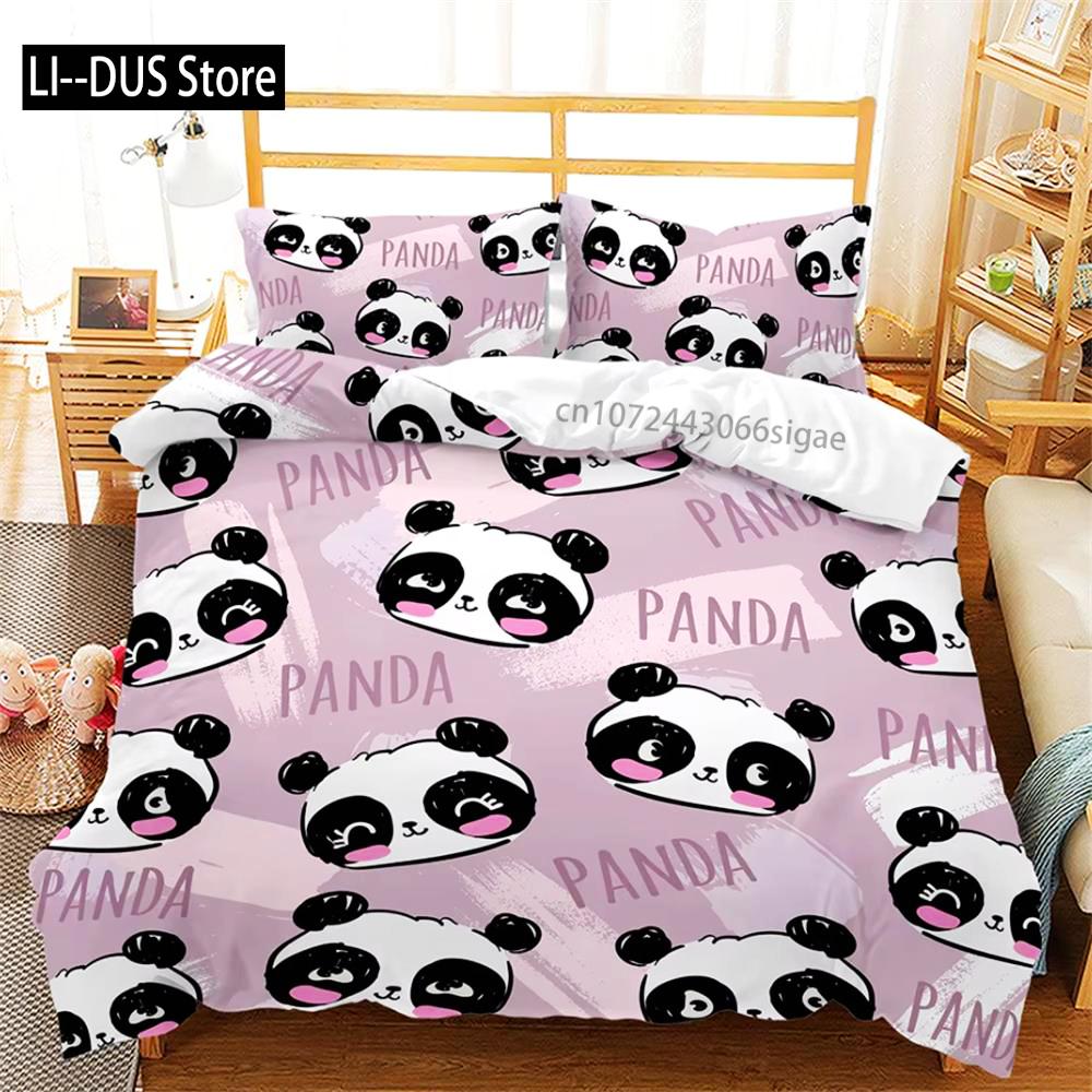 

Мультяшний 3D постільний комплект з пандою Набори підодіяльника Ковдра Постільна білизна Полуторний Двоспальний Королівський Односпальний розмір Декор кімнати Дитячий Дорослий Милий Каваї EU single(135x200cm)