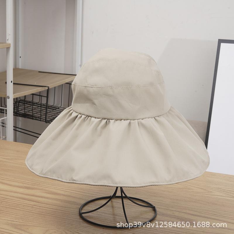

Hat Women In UV Resistant Breathable Empty Top Korean Version Beach Edge Sun Protection Shading One size fits all with windproof rope бежевый