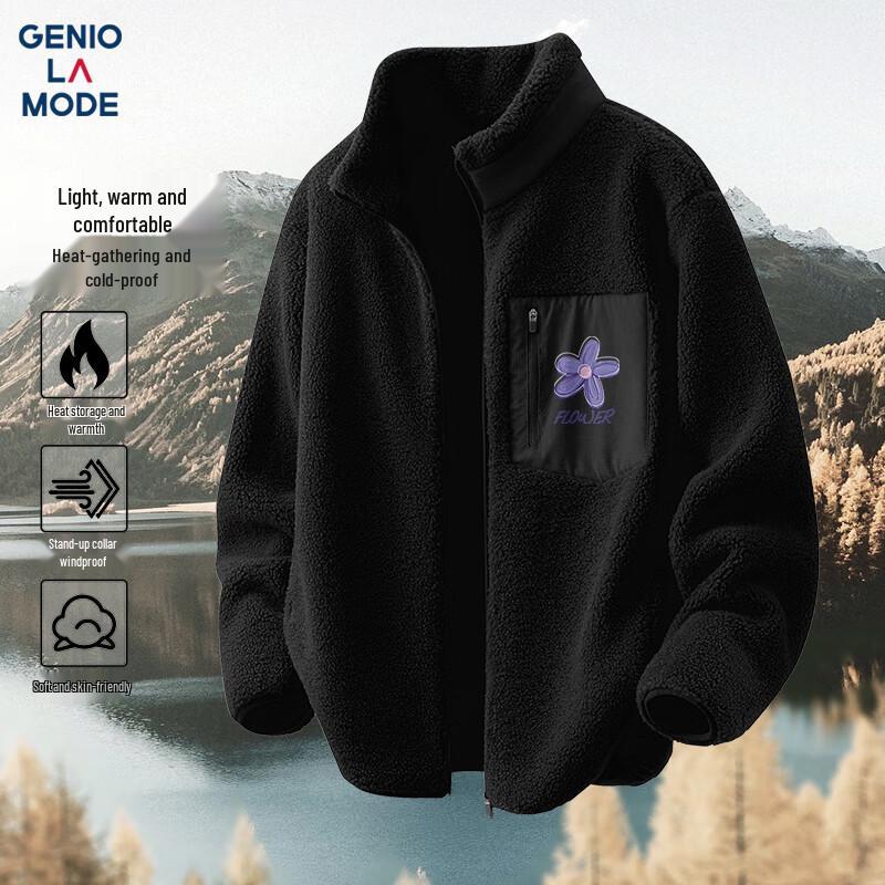 GENIOLAMODE Men's Heavy Double-Sided Fleece Jacket